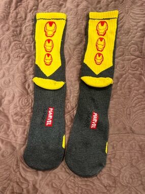 Marvel Iron Man Gray and Yellow Crew Socks
